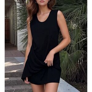 ALLSAINTS Black Mini Draped Minimalist Edgy Grunge Designer Bodycon Dress Size 0